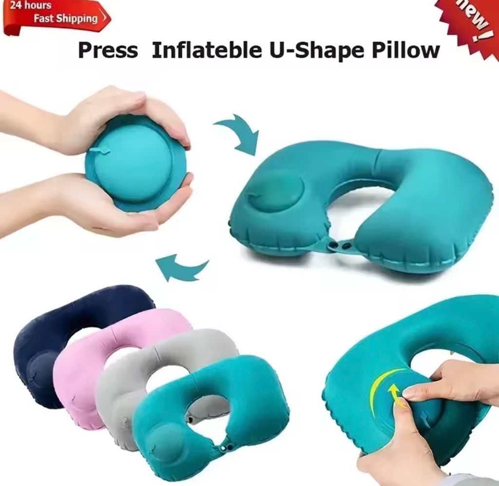 Inflatable travel neck pillow for airplanes – product image 2