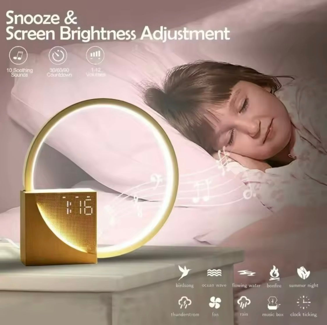 Wake-up light alarm clock for sleep routine – product image 2